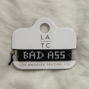 LA TC Beaded Bracelet "BAD A##".Black Beaded Bracelet with White Lettering.new